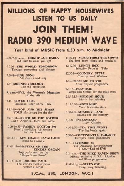 Radio 390 programme schedule