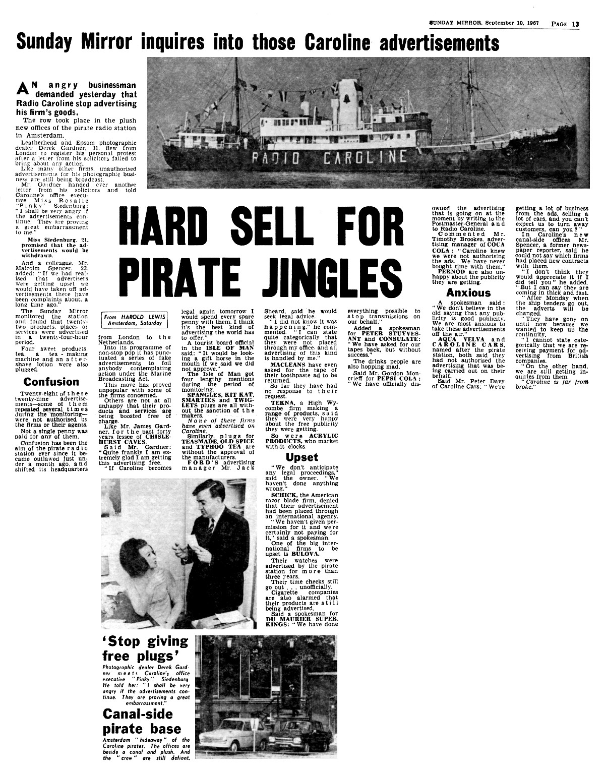 Sunday Mirror cutting