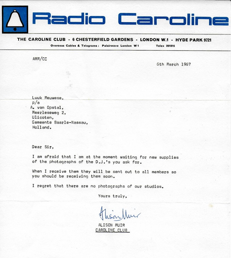 Radio Caroline letter