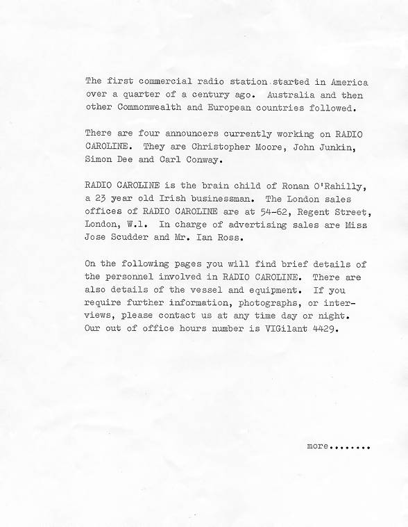 Radio Caroline launch press release, page 2