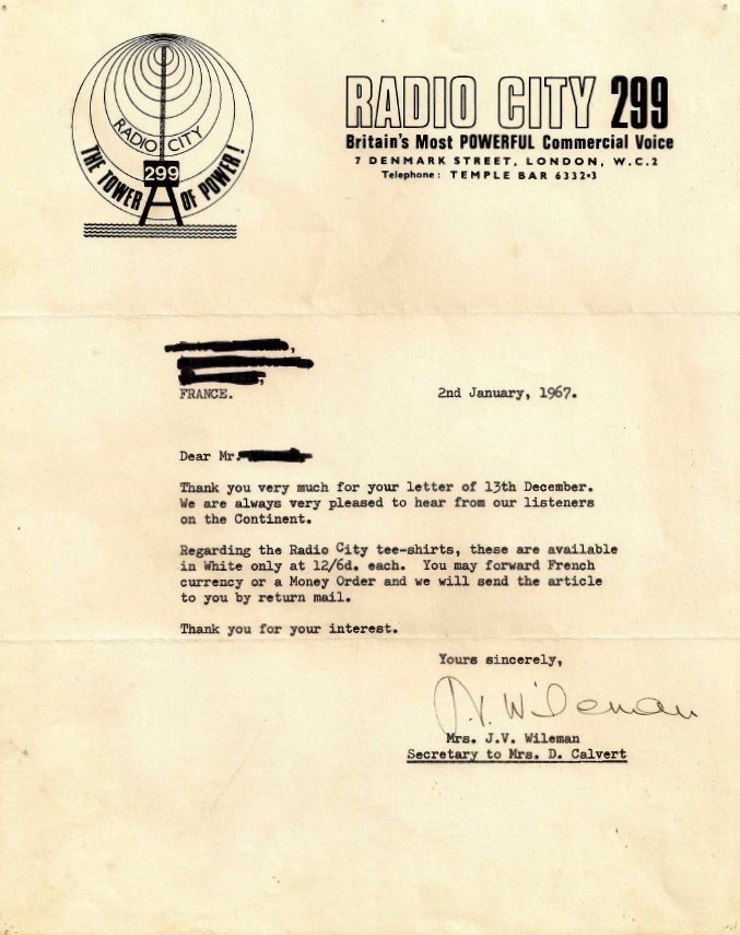 letter from Radio City