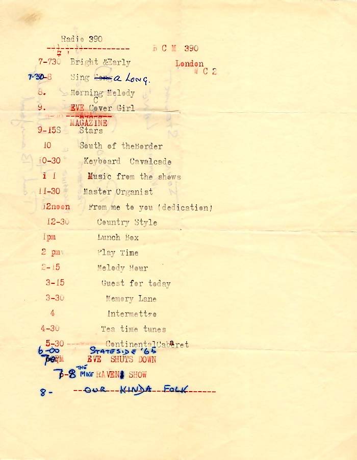 Early Radio 390 programme schedule