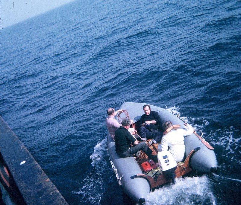 crew in rubber boat