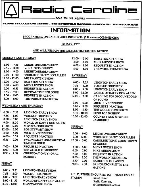 Caroline North programme schedule