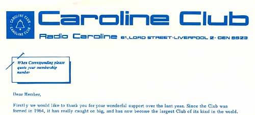 Caroline Club renewal letter