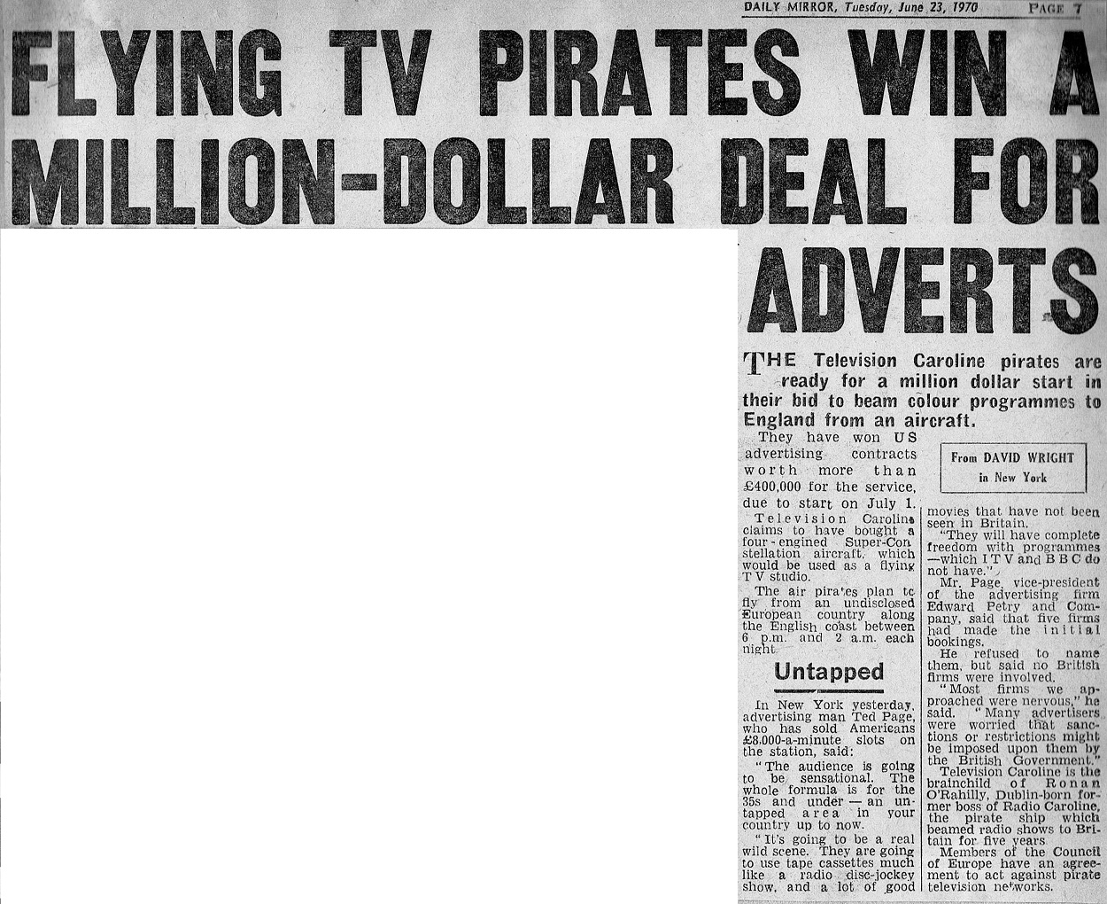 Daily Mirror cutting