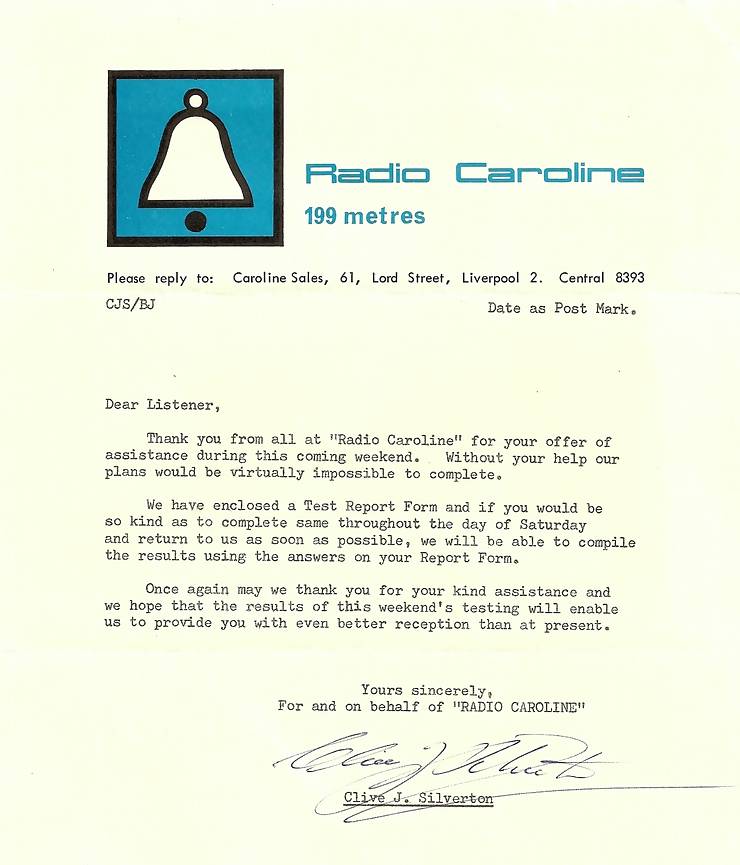 letter from Radio Caroline