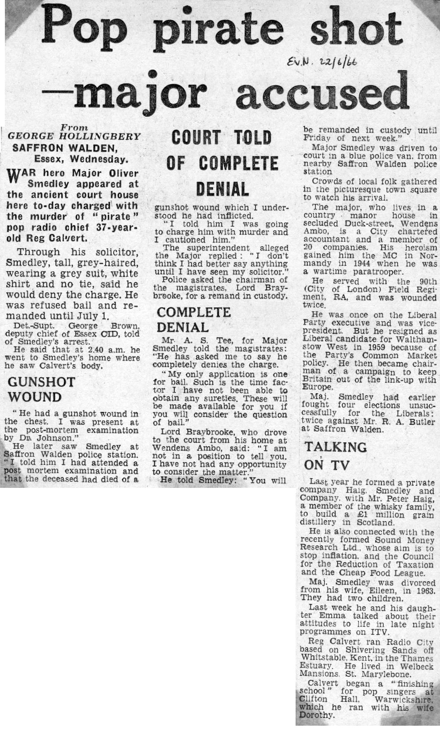 Evening News cutting