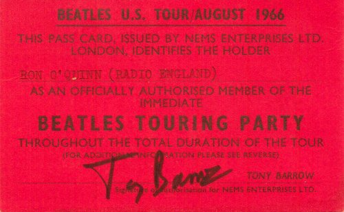 Beatles tour pass